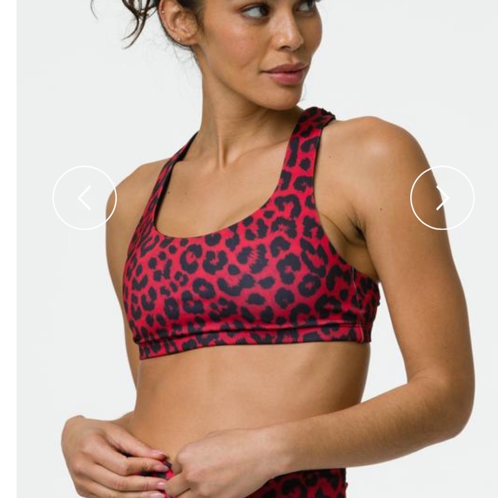 Onzie mudra red leopard sports bra